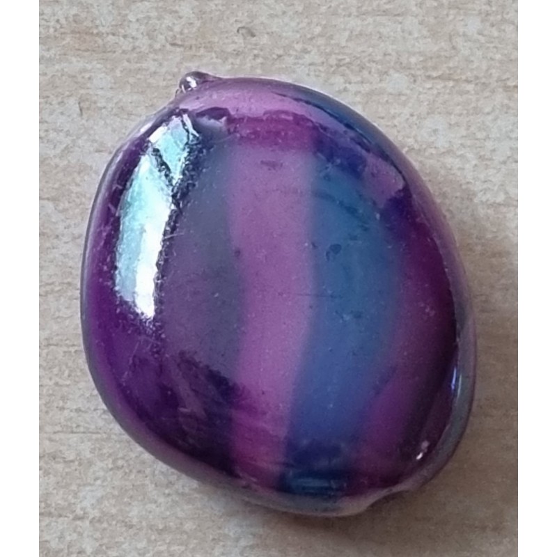 Kunststoff Perle Nugget  magenta/regenbogen