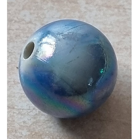 Kunststoff Perle rund blau/regenbogen