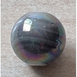 Kunststoff Perle rund grau/regenbogen