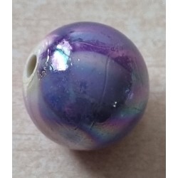 Kunststoff Perle rund magenta/regenbogen