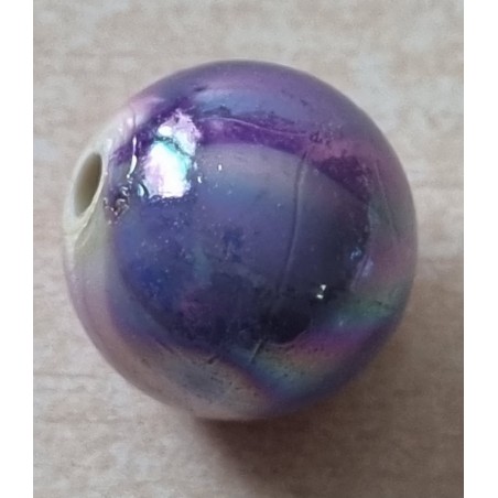Kunststoff Perle rund magenta/regenbogen