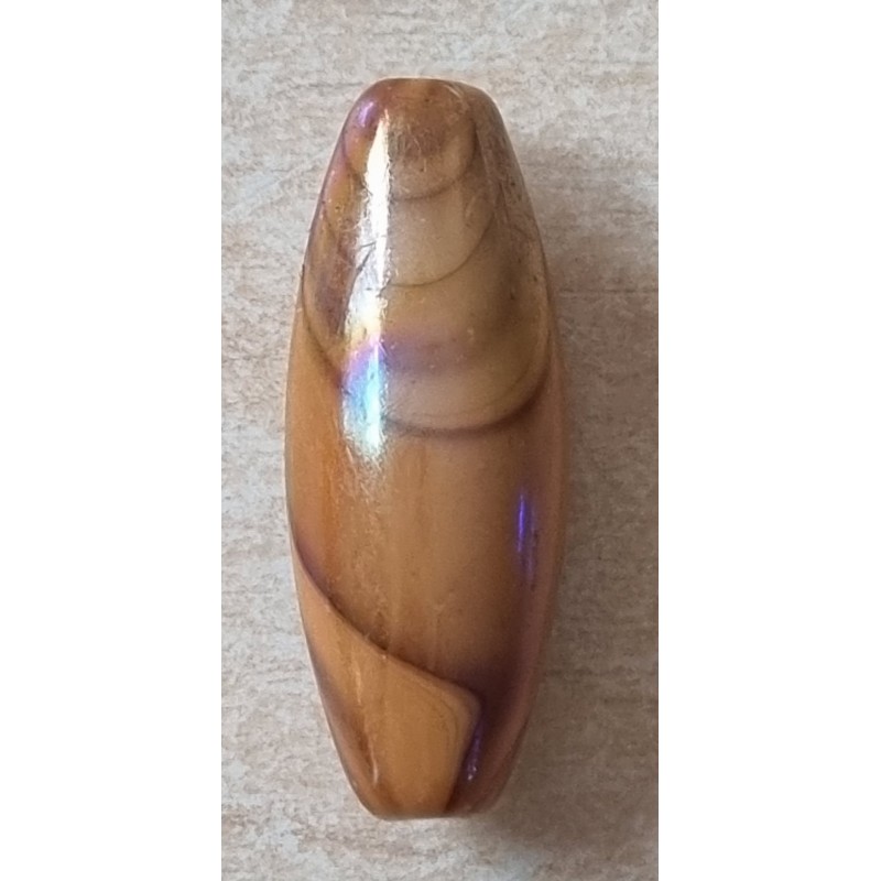 Kunststoff Perle lang-oval braun/regenbogen