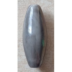 Kunststoff Perle lang-oval grau/regenbogen
