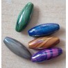 Kunststoff Perle lang-oval grau/regenbogen