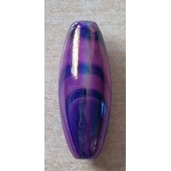 Kunststoff Perle lang-oval magenta/regenbogen