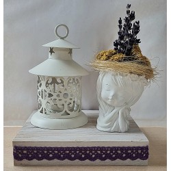 Teelichtdeko mit Trockenblumen lavendel