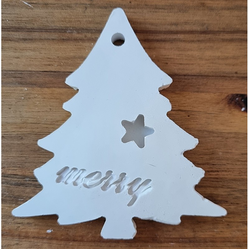 Beton Weihnachtsbäumchen zum Hängen weiss