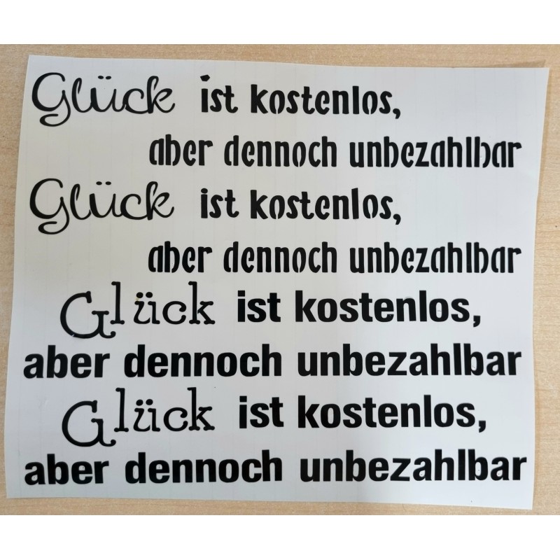 Vinyl Schrift Glück.....   schwarz