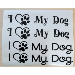 Vinyl Schrift I Love my Dog schwarz