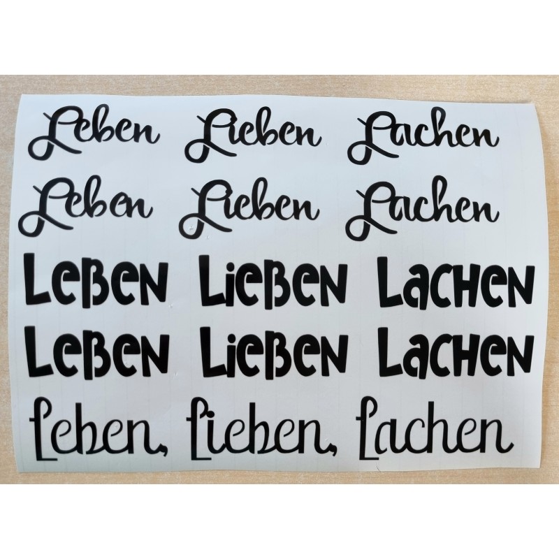 Vinyl Schrift Leben,Lieben, Lachen schwarz