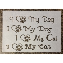 Schablone "I Love my Dog/Cat"