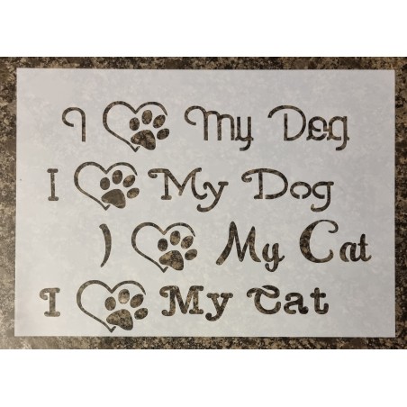 Schablone "I Love my Dog/Cat"