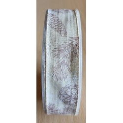 Deko Band Äste/Tannenzapfen beige