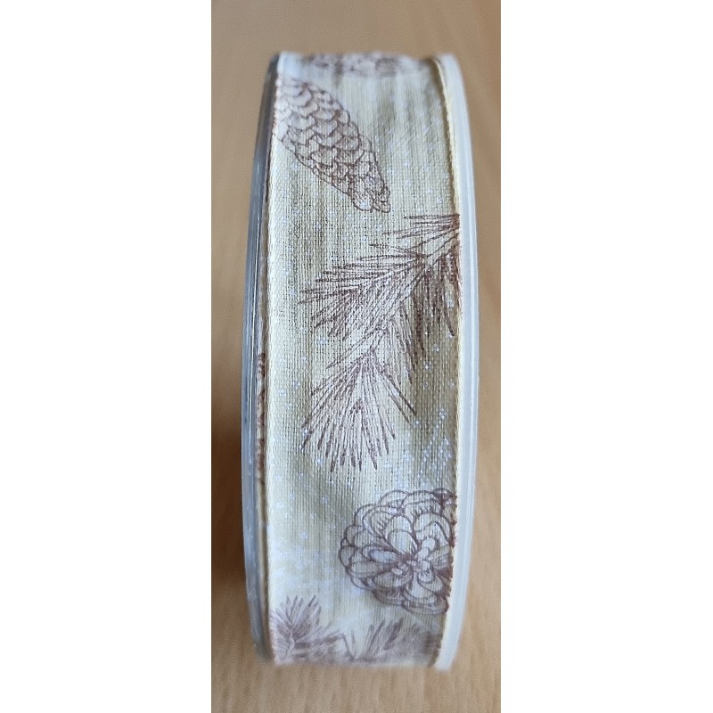 Deko Band Äste/Tannenzapfen beige