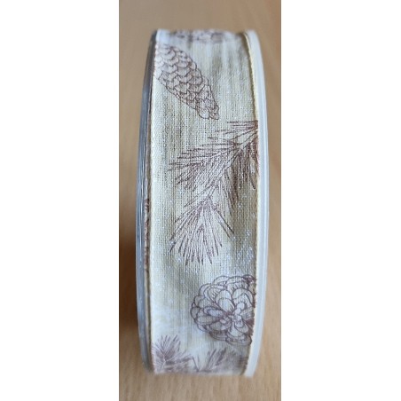 Deko Band Äste/Tannenzapfen beige