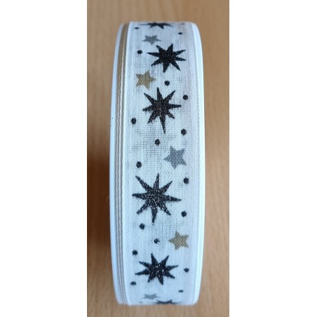 Deko Band Sterne weiss/schwarz