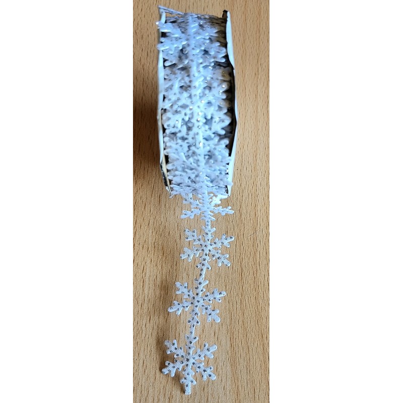 Deko Band Schneeflocken weiss/silber
