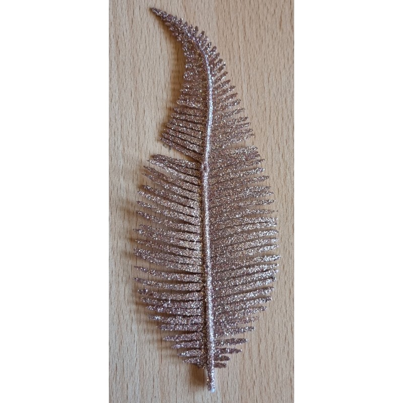 Deko Farnblatt altrosa/glitzer