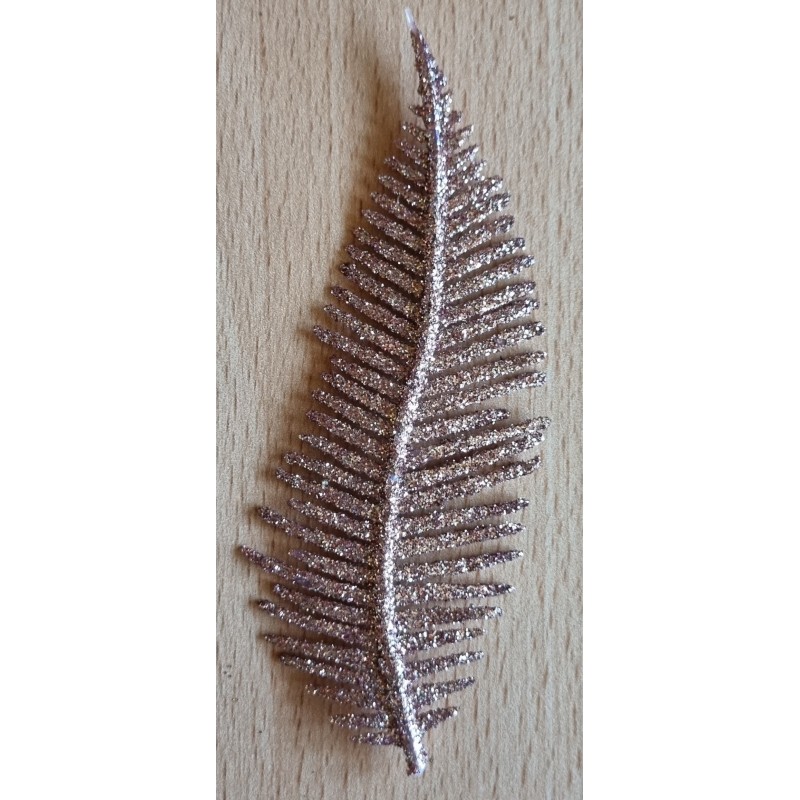 Deko Farnblatt altrosa/glitzer