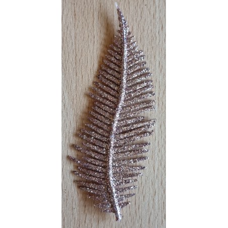Deko Farnblatt altrosa/glitzer