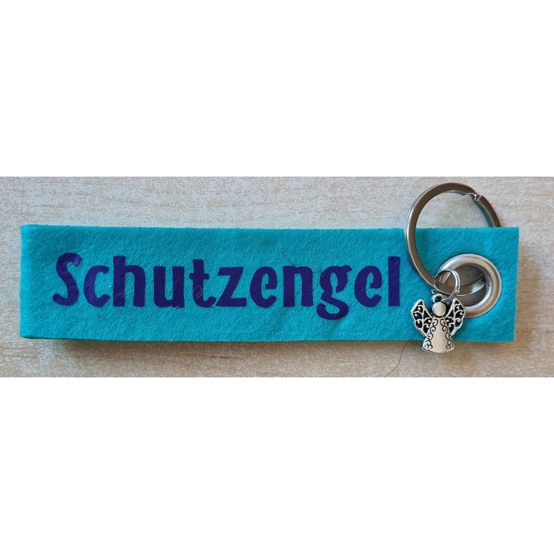 Filz Schlüsselanhänger Schutzengel türkis/violette