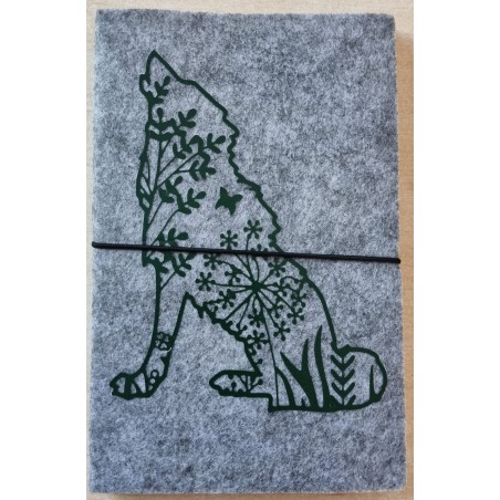 Filz Notizheft Wolf hellgrau/dunkelgrün