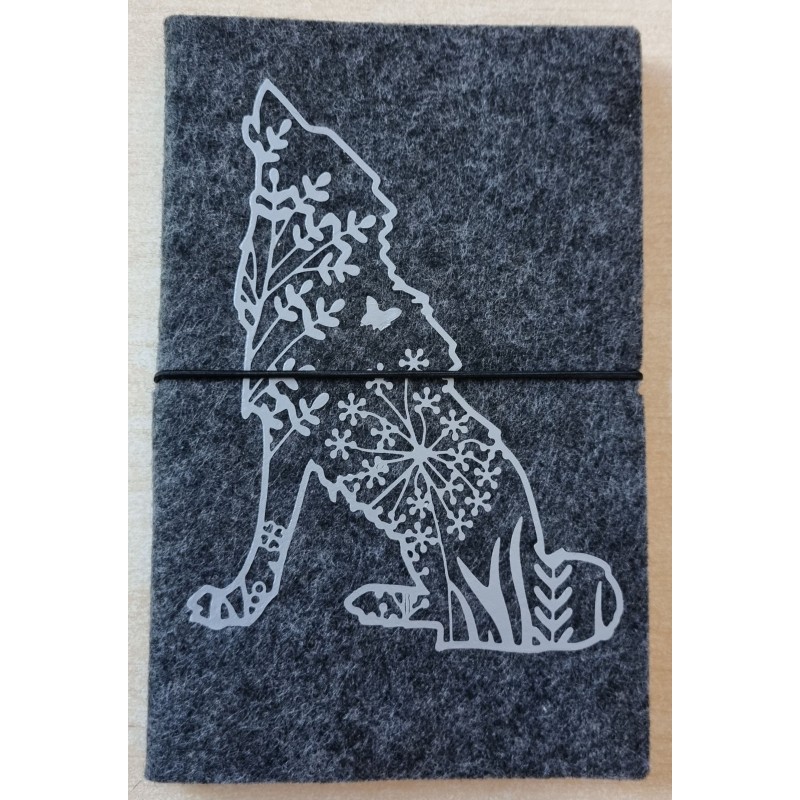 Filz Notizheft Wolf anthrazit/silber