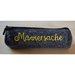 Filz Federmäppchen Männersache grau/gelb