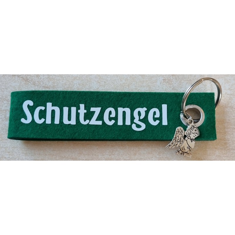 Filz Schlüsselanhänger Schutzengel grün/weiss