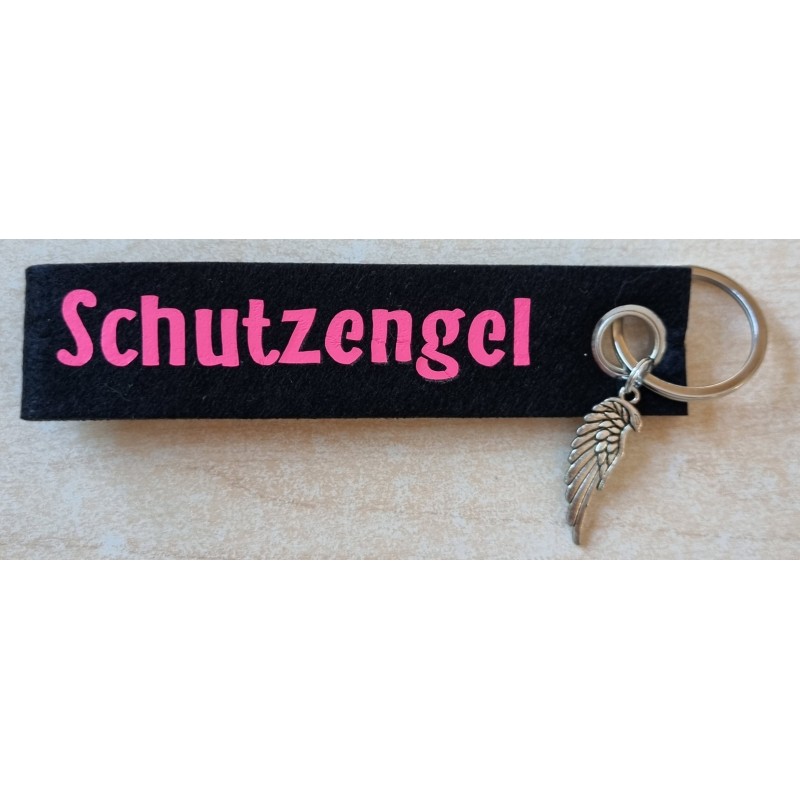 Filz Schlüsselanhänger Schutzengel schwarz/rosa