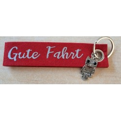 Filz Schlüsselanhänger Gute Fahrt rot/silber