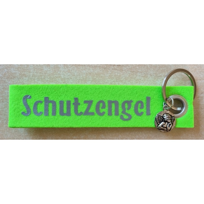 Filz Schlüsselanhänger Schutzengel hellgrün/silber