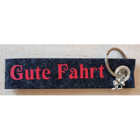 Filz Schlüsselanhänger Gute Fahrt anthrazit/rot