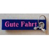 Filz Schlüsselanhänger Gute Fahrt blau/rosa