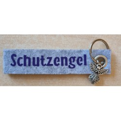 Filz Schlüsselanhänger Schutzengel hellgrau/dunkelblau