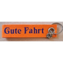 Filz Schlüsselanhänger Gute Fahrt orange/violette