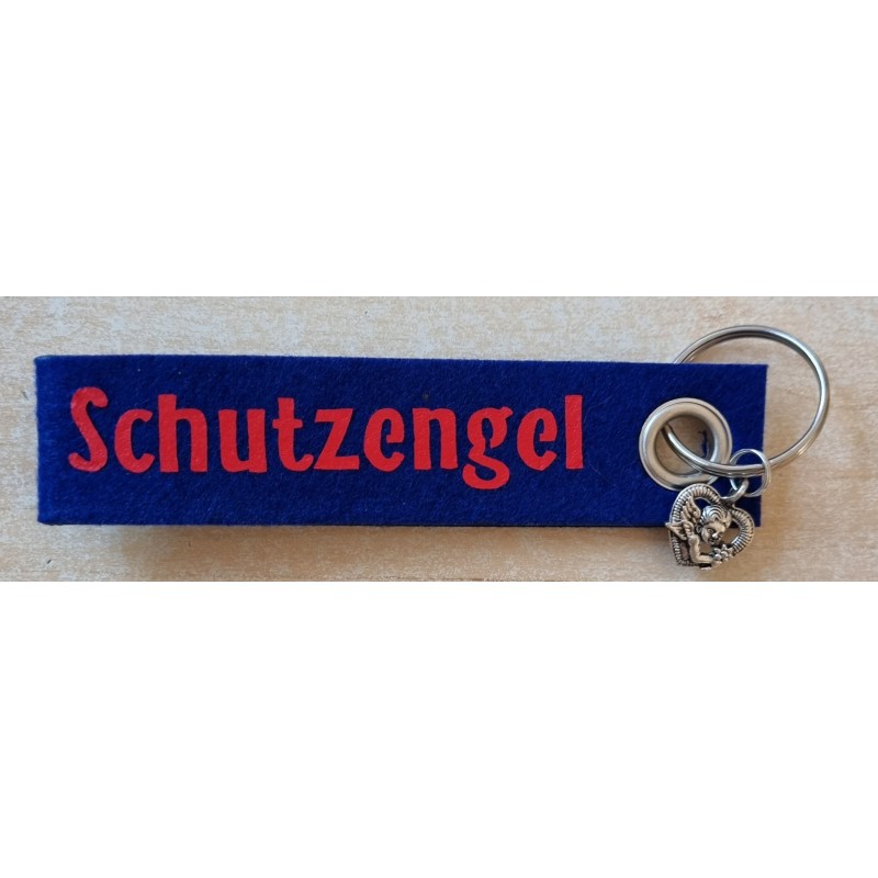 Filz Schlüsselanhänger Schutzengel marineblau/pink