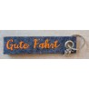 Filz Schlüsselanhänger Gute Fahrt grau/orange