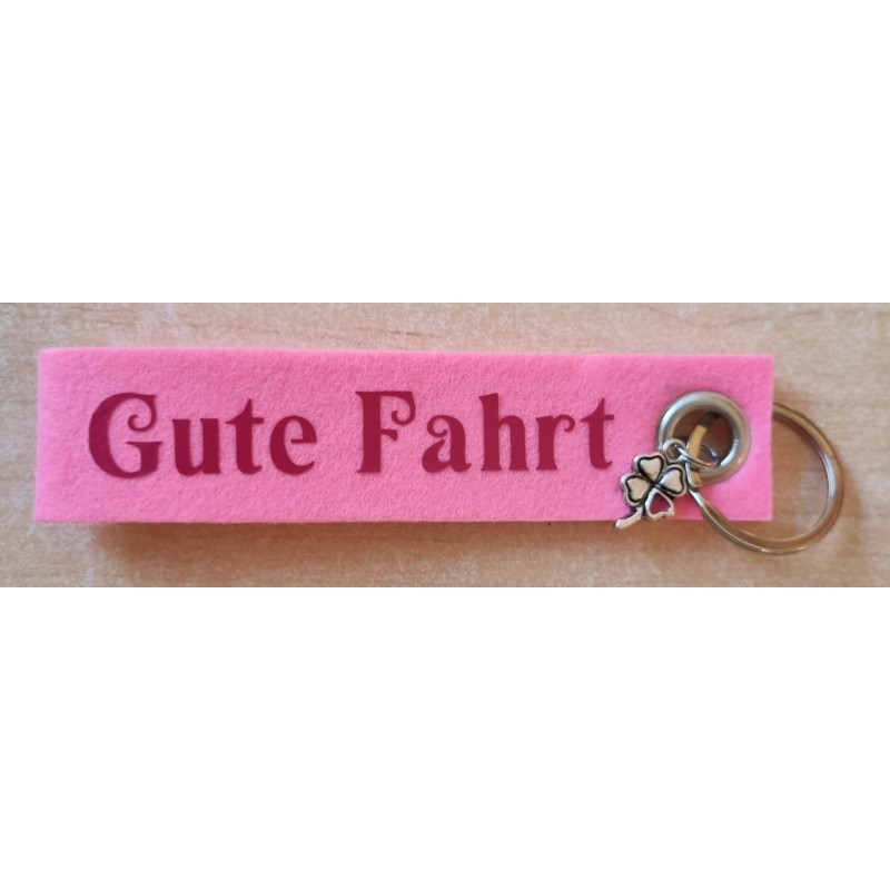 Filz Schlüsselanhänger Gute Fahrt rosa/pink