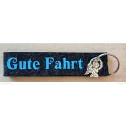 Filz Schlüsselanhänger Gute Fahrt anthrazit/türkis