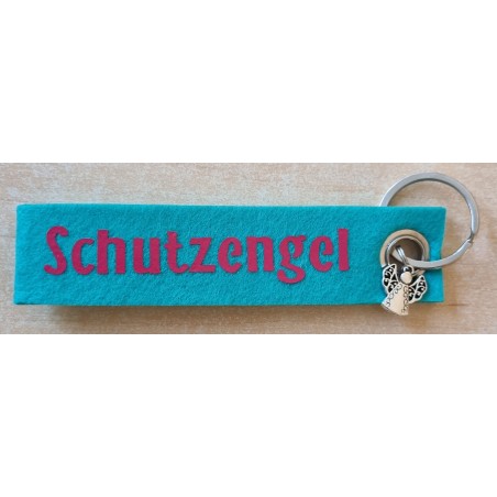 Filz Schlüsselanhänger Schutzengel türkis/pink