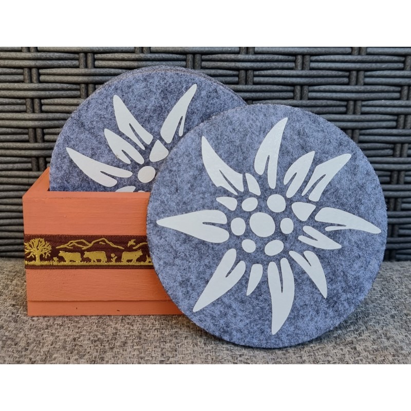 Filz Glas-Untersetzer Edelweiss ganz terracotta