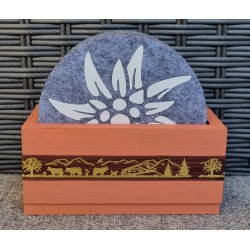 Filz Glas-Untersetzer Edelweiss ganz terracotta