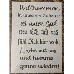 Schablone " Willkommen in unserem Zuhause..."