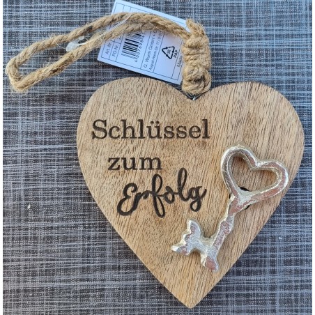 Holz Herz natur  " Schlüssel zum Erfolg "