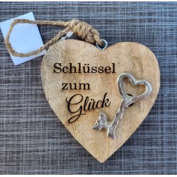 Holz Herz natur  " Schlüssel zum Glück "