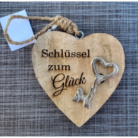 Holz Herz natur  " Schlüssel zum Glück "