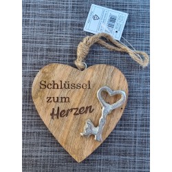 Holz Herz natur  " Schlüssel zum Herzen "