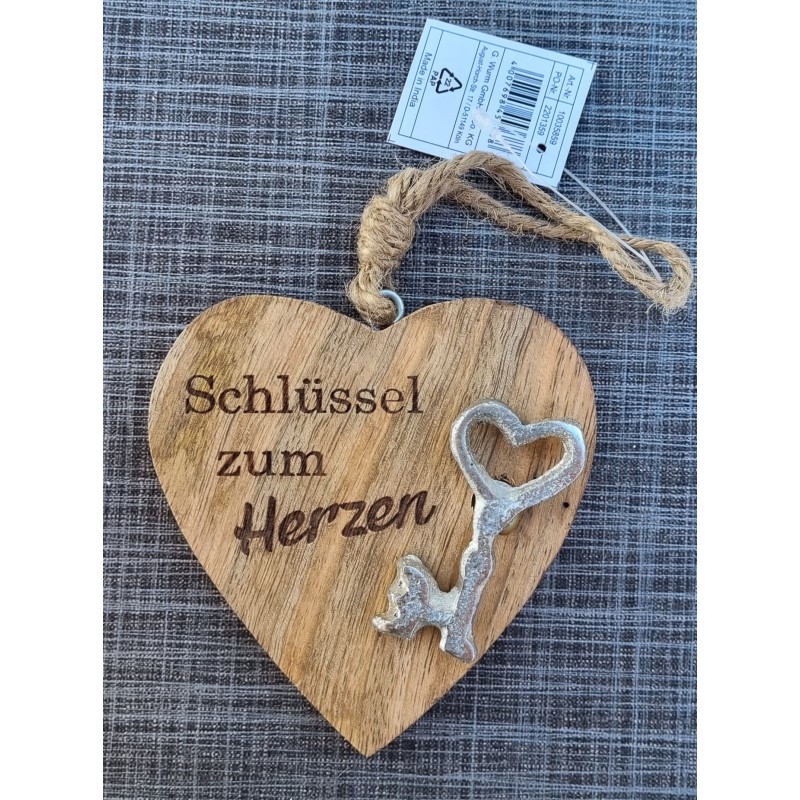 Holz Herz natur  " Schlüssel zum Herzen "