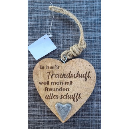 Holz Herz natur  " Es heisst Freundschaft...."